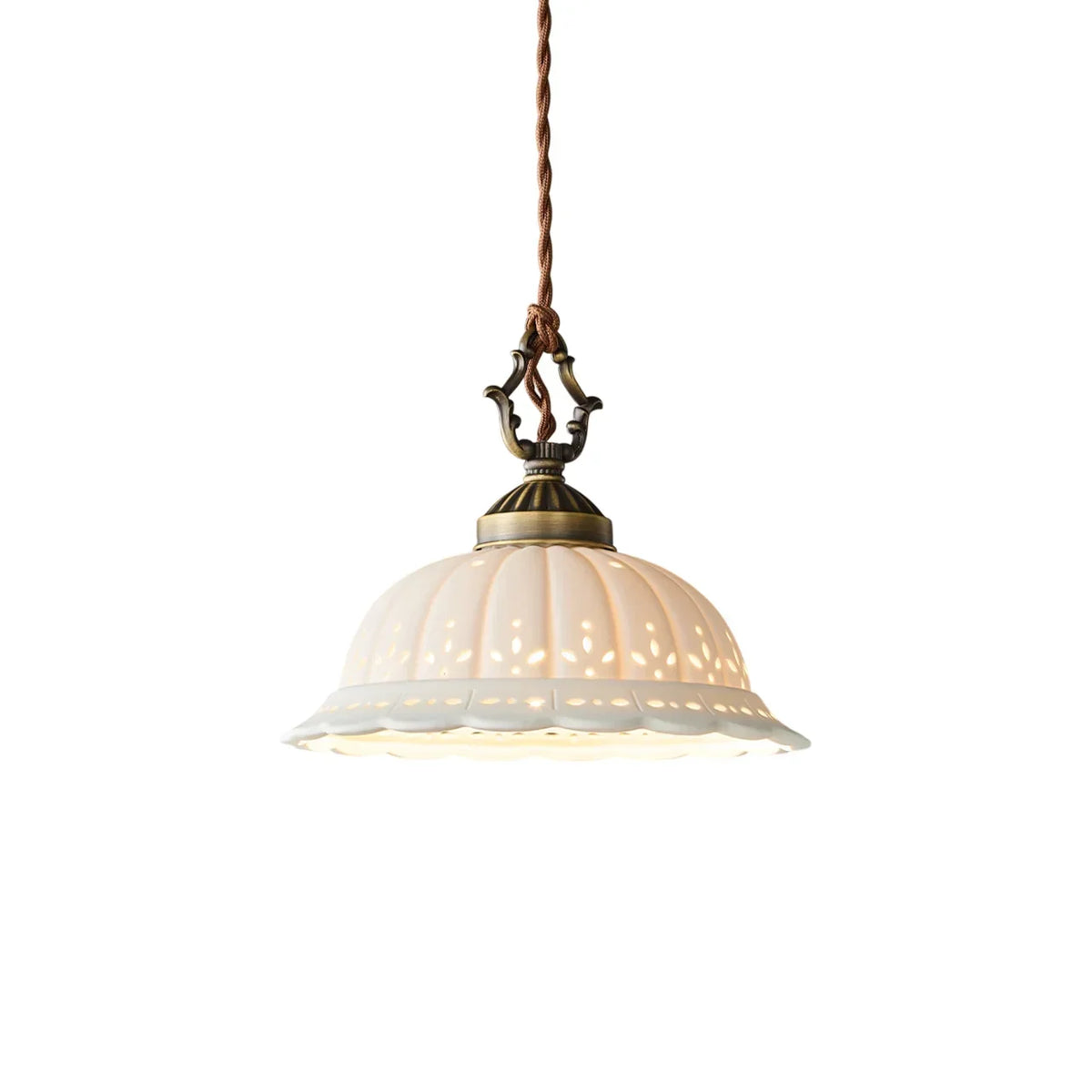 Perforated Ceramic Scalloped Pendant Lamp
