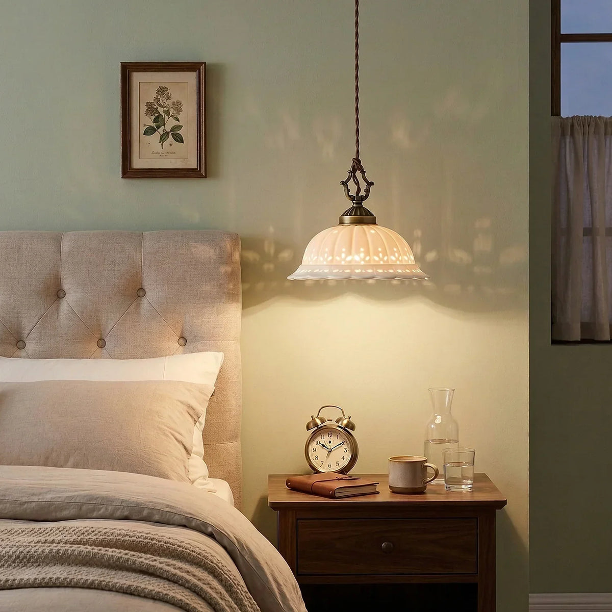 Perforated Ceramic Scalloped Pendant Lamp