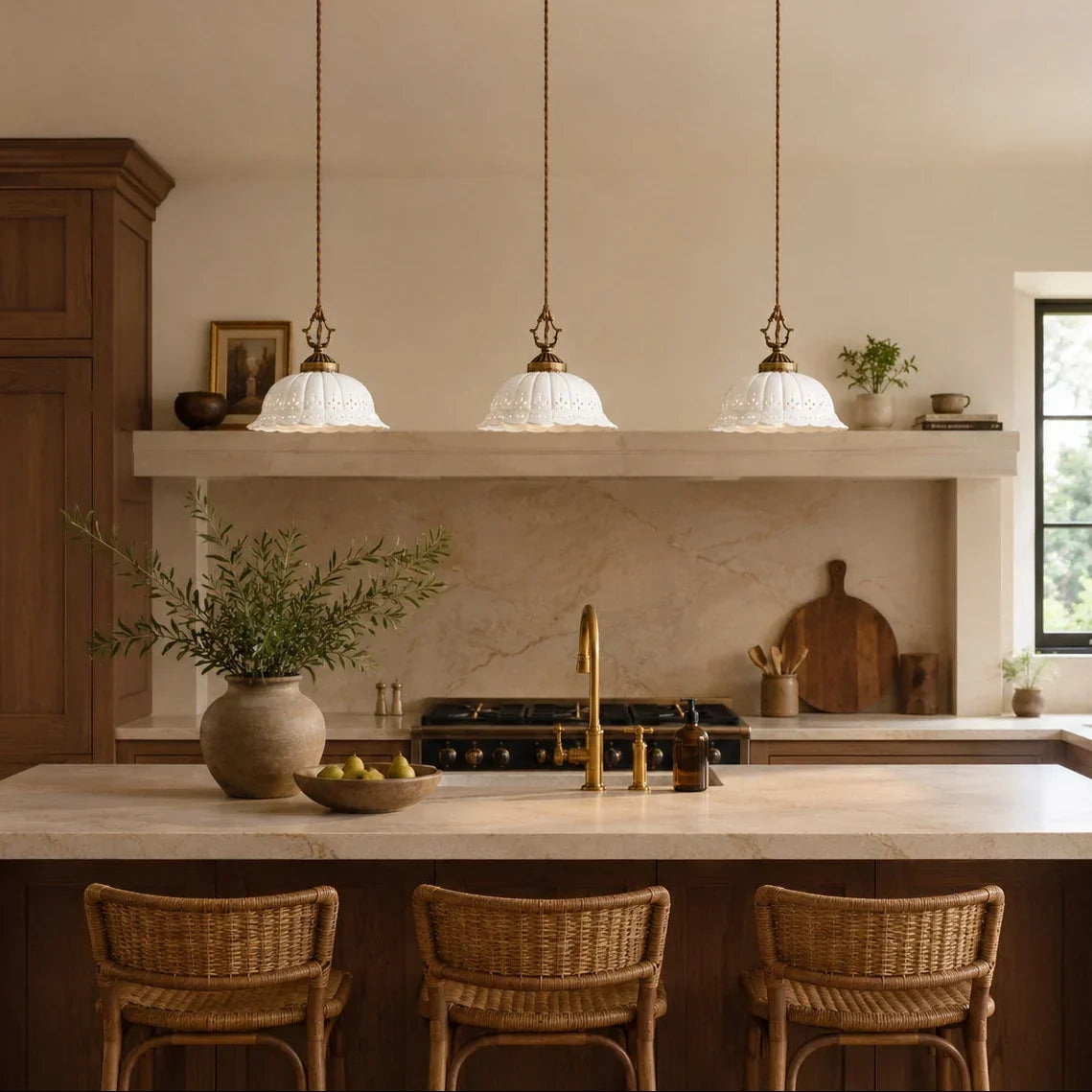 Perforated Ceramic Scalloped Pendant Lamp