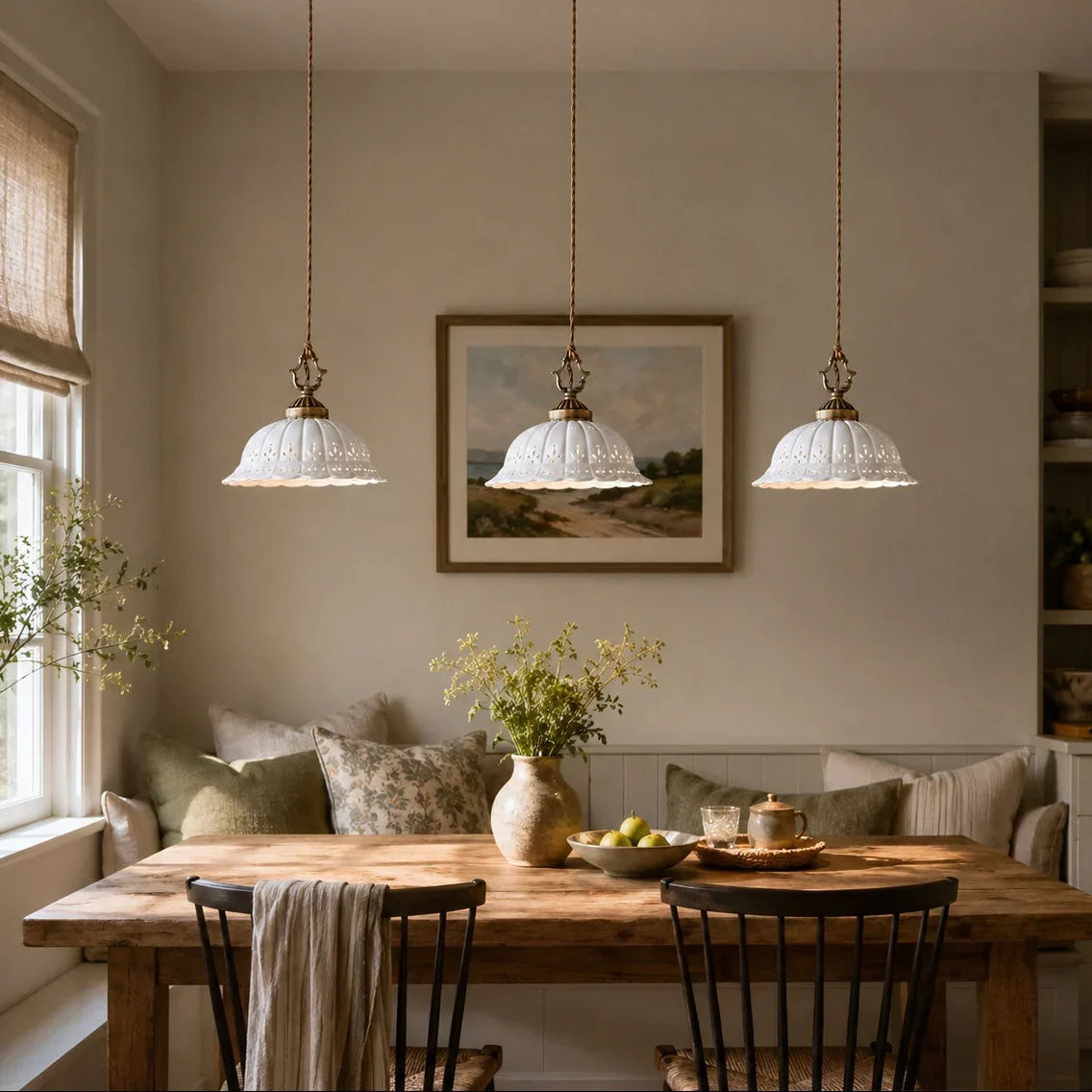 Perforated Ceramic Scalloped Pendant Lamp