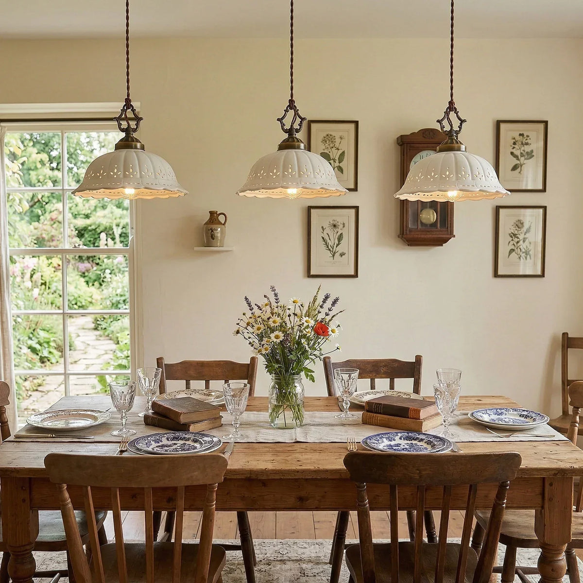 Perforated Ceramic Scalloped Pendant Lamp