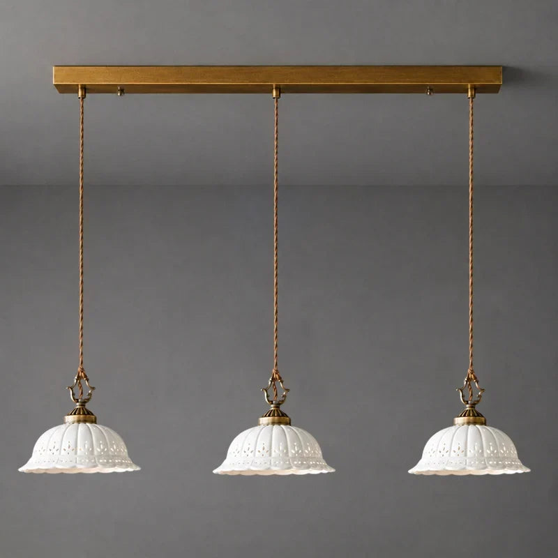 Perforated Ceramic Scalloped Pendant Lamp