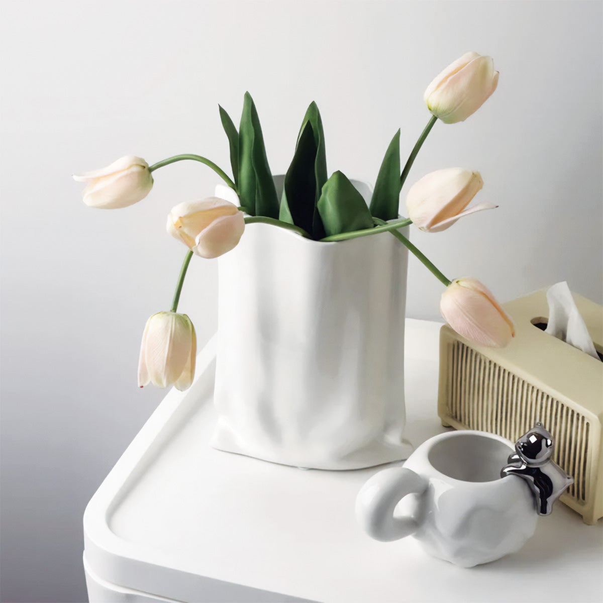Elegante Plissierte BlumenVase | Zeitgenössische Dekoration Perfekt, um Jeden Raum Aufzupeppen