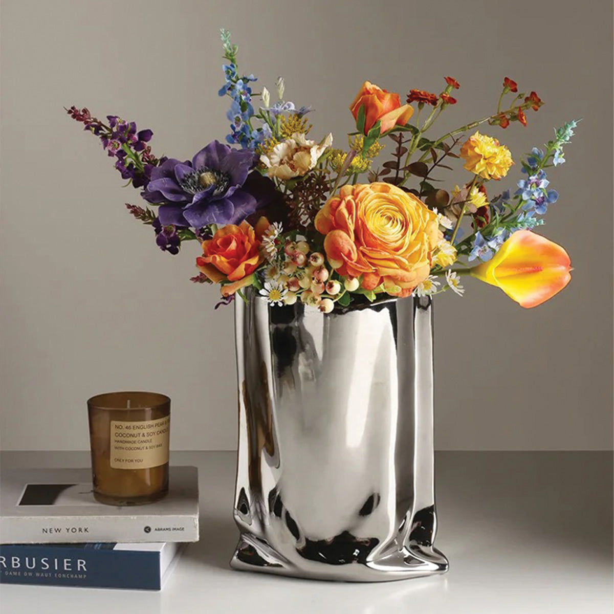 Elegante Plissierte BlumenVase | Zeitgenössische Dekoration Perfekt, um Jeden Raum Aufzupeppen