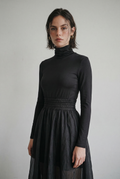 Schickes Stehkragen-Langarm-T-Shirt und Samtrock-Set Damen