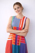 Elegante abito fluente con incantevole effetto acquerello da donna