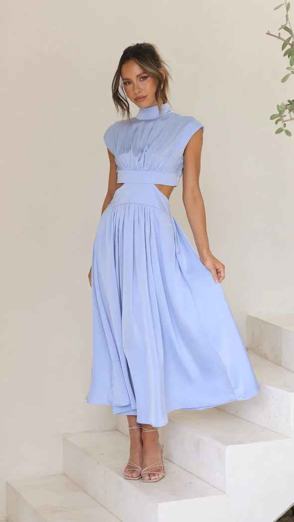 Quincy | Elegantes Midikleid mit Cut-Out-Detail und Taschen