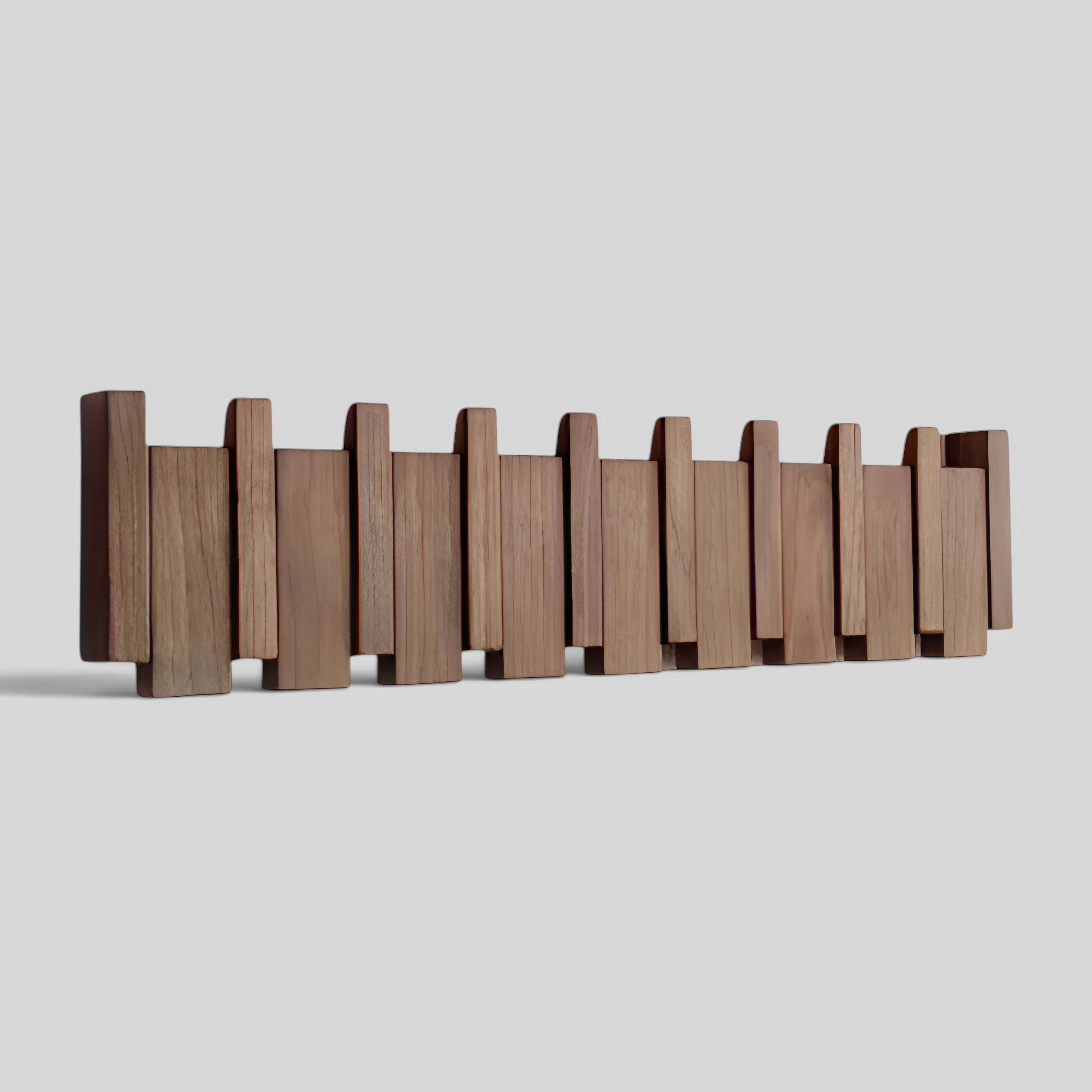 Holz-Wandregal mit Klavierdesign und magnetischen Garderobenhaken