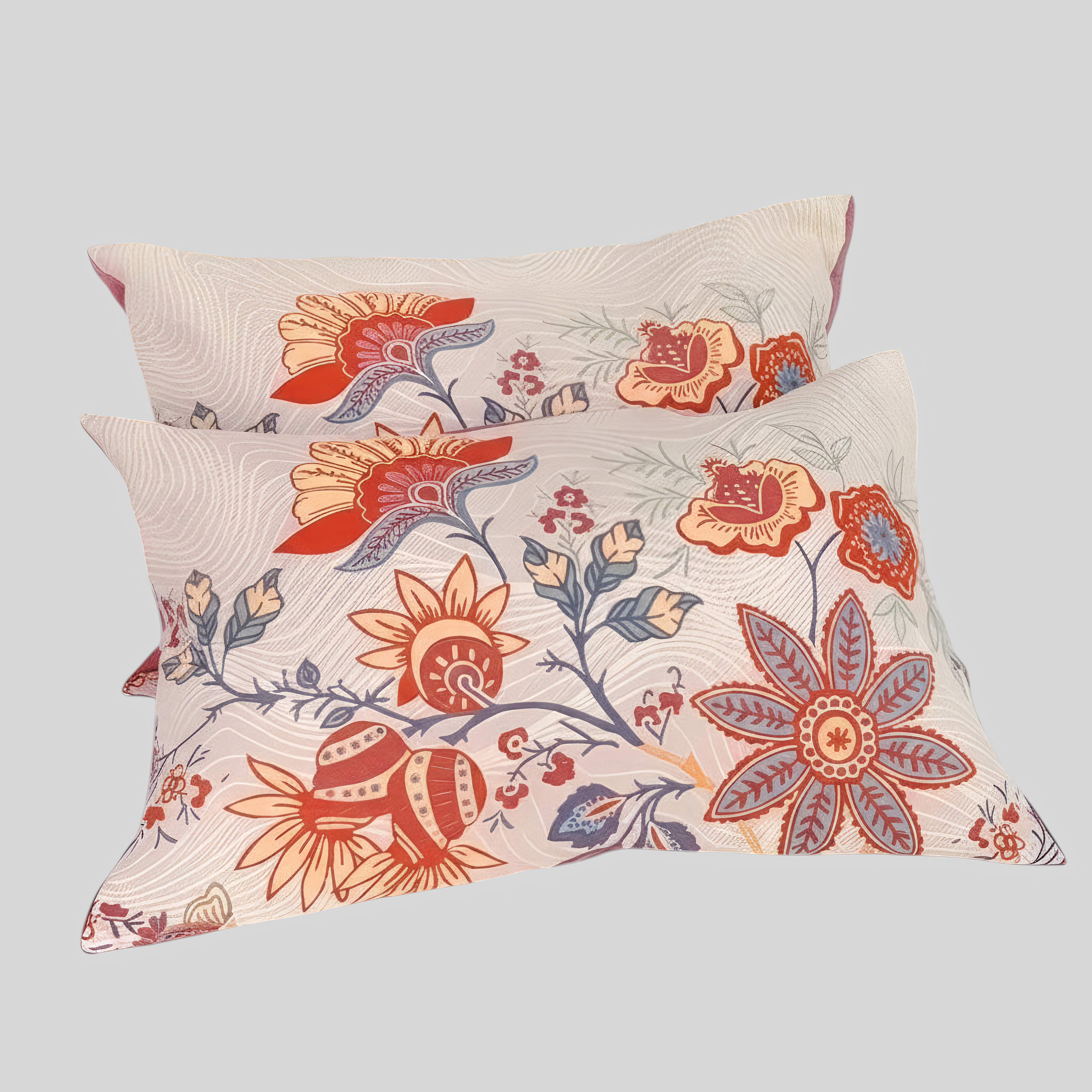Kissenbezüge Boho-Stil Floral - 2er Set aus atmungsaktiver Baumwolle
