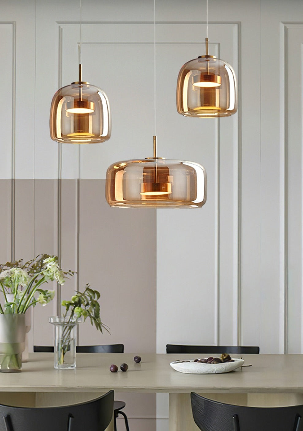 Luxus Glas & Metall Pendelleuchte - Elegante Hängeleuchte