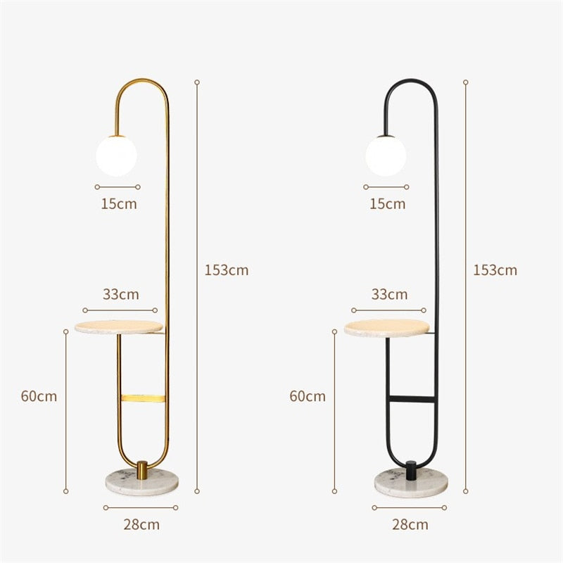 Oranthe - Moderne nordische LED-Floorlampe mit elegantem rundem Beistelltisch für stilvolle Beleuchtung und Komfort