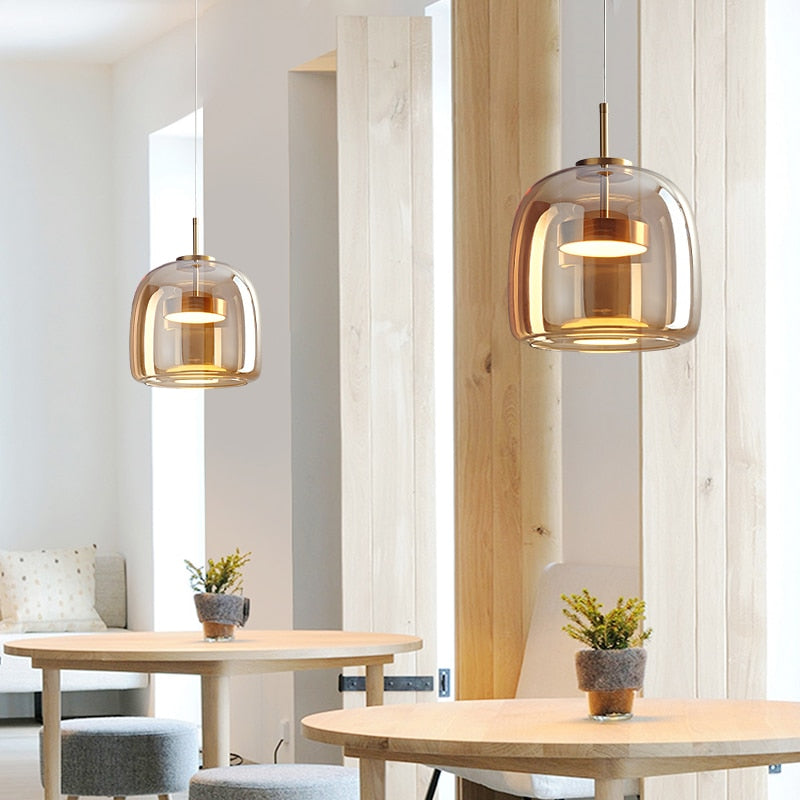 Luxus Glas & Metall Pendelleuchte - Elegante Hängeleuchte