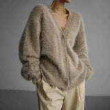 Flauschiger Mohair-Cardigan - Ultraweicher Kuschelstrick Damen