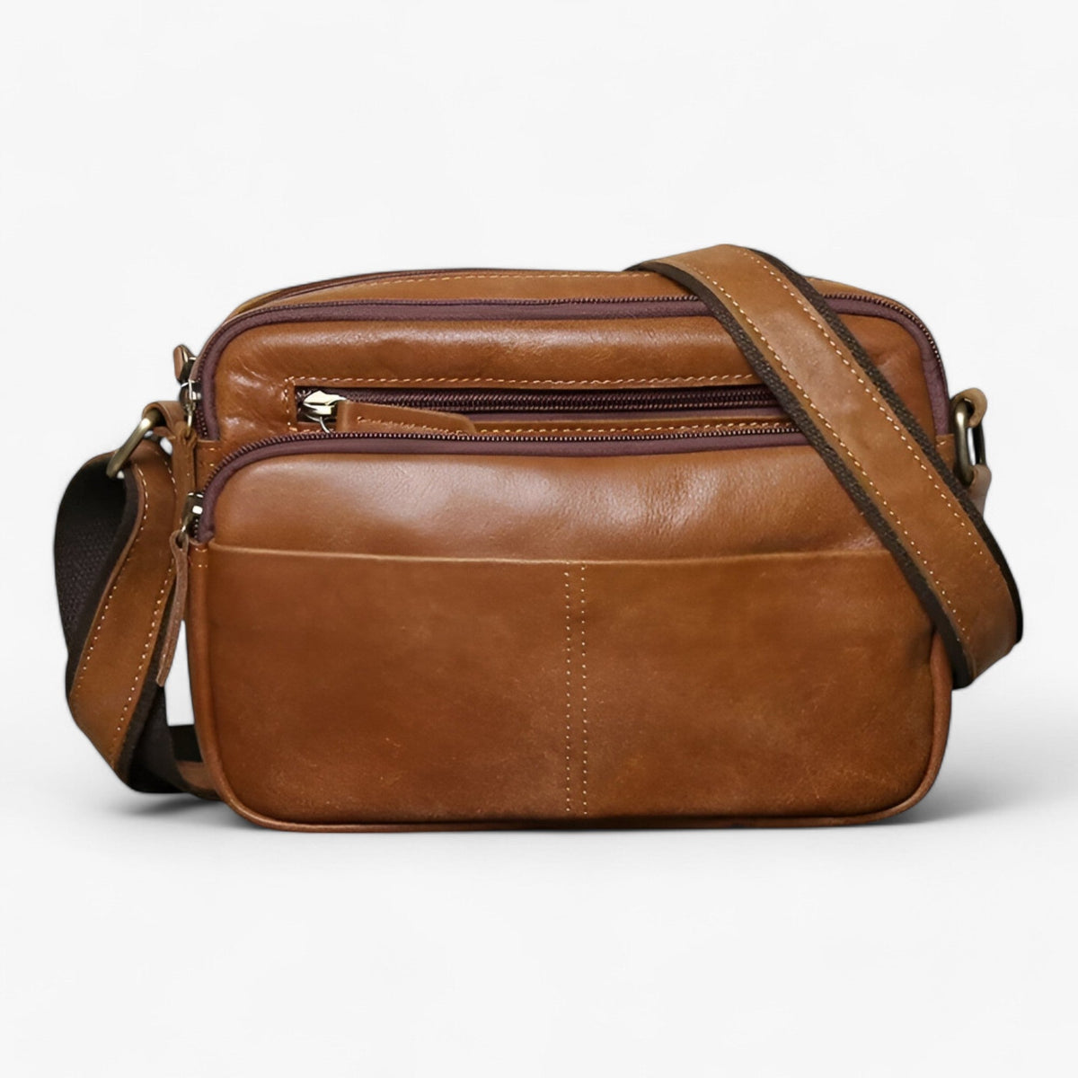 Premium Mattleder Braune Alltags-Umhängetasche