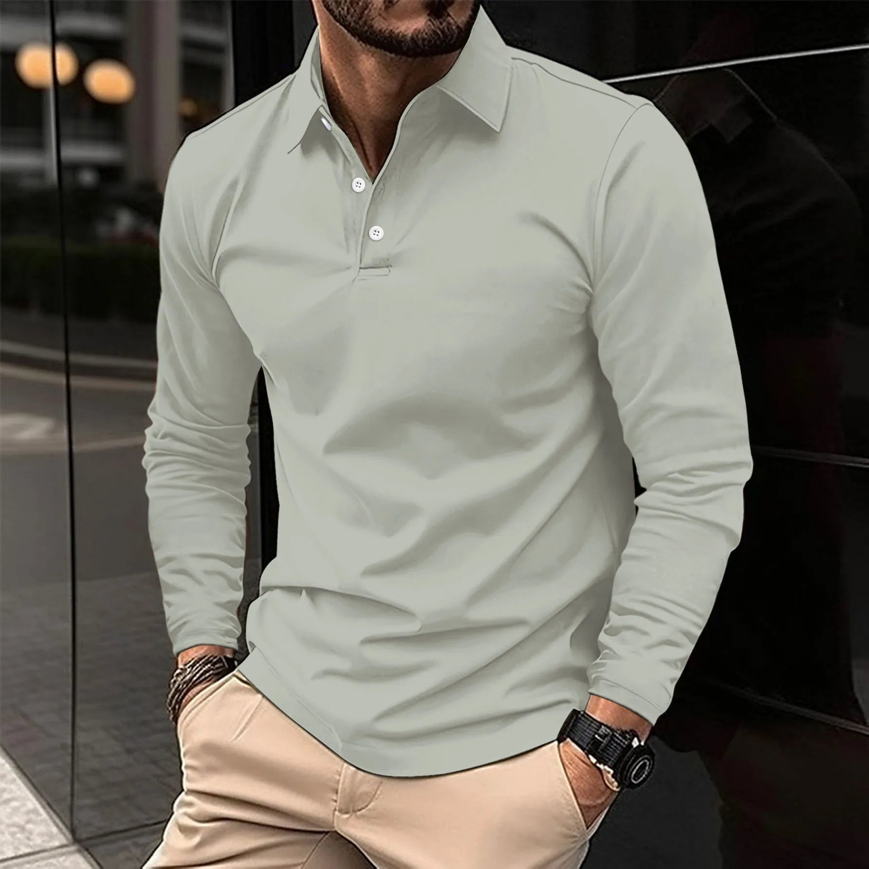 Ethan – Stilvolles casual langärmliges Poloshirt für einen klassischen Look