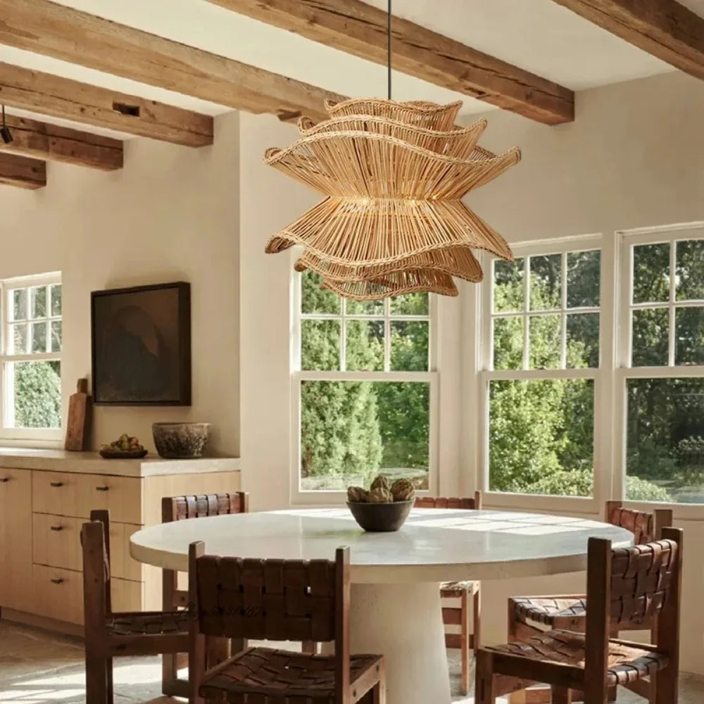 Ignara – Einzigartige Schichtige Rattan-Hängelampe im skandinavischen Designerstil für stilvolle Inneneinrichtung
