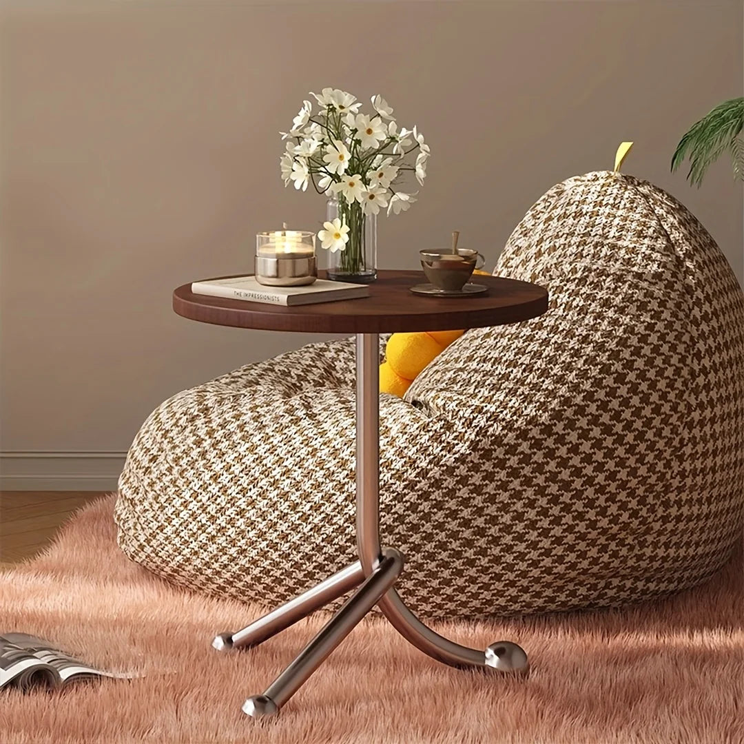 Elystra - Charmante Vintage Ronde Beistelltisch mit Warmem Holzplatte und Stilvollen Metallbeinen