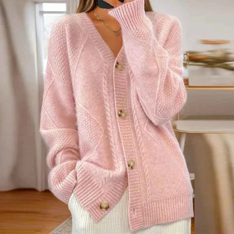 Rose - Gemütlicher Strick-Cardigan aus Kabelstrick für eleganten Komfort