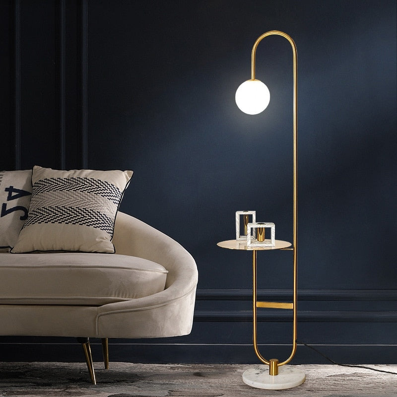 Oranthe - Moderne nordische LED-Floorlampe mit elegantem rundem Beistelltisch für stilvolle Beleuchtung und Komfort