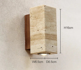 Elegante moderne LED-Wandlampe aus natürlichem Travertin