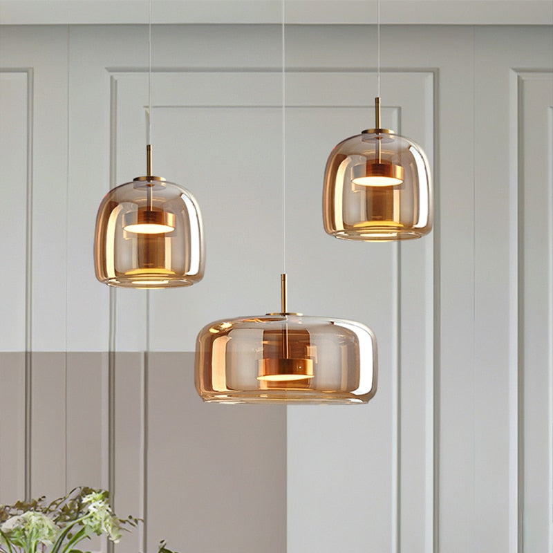 Luxus Glas & Metall Pendelleuchte - Elegante Hängeleuchte
