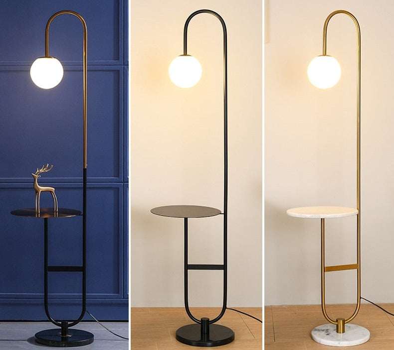 Oranthe - Moderne nordische LED-Floorlampe mit elegantem rundem Beistelltisch für stilvolle Beleuchtung und Komfort