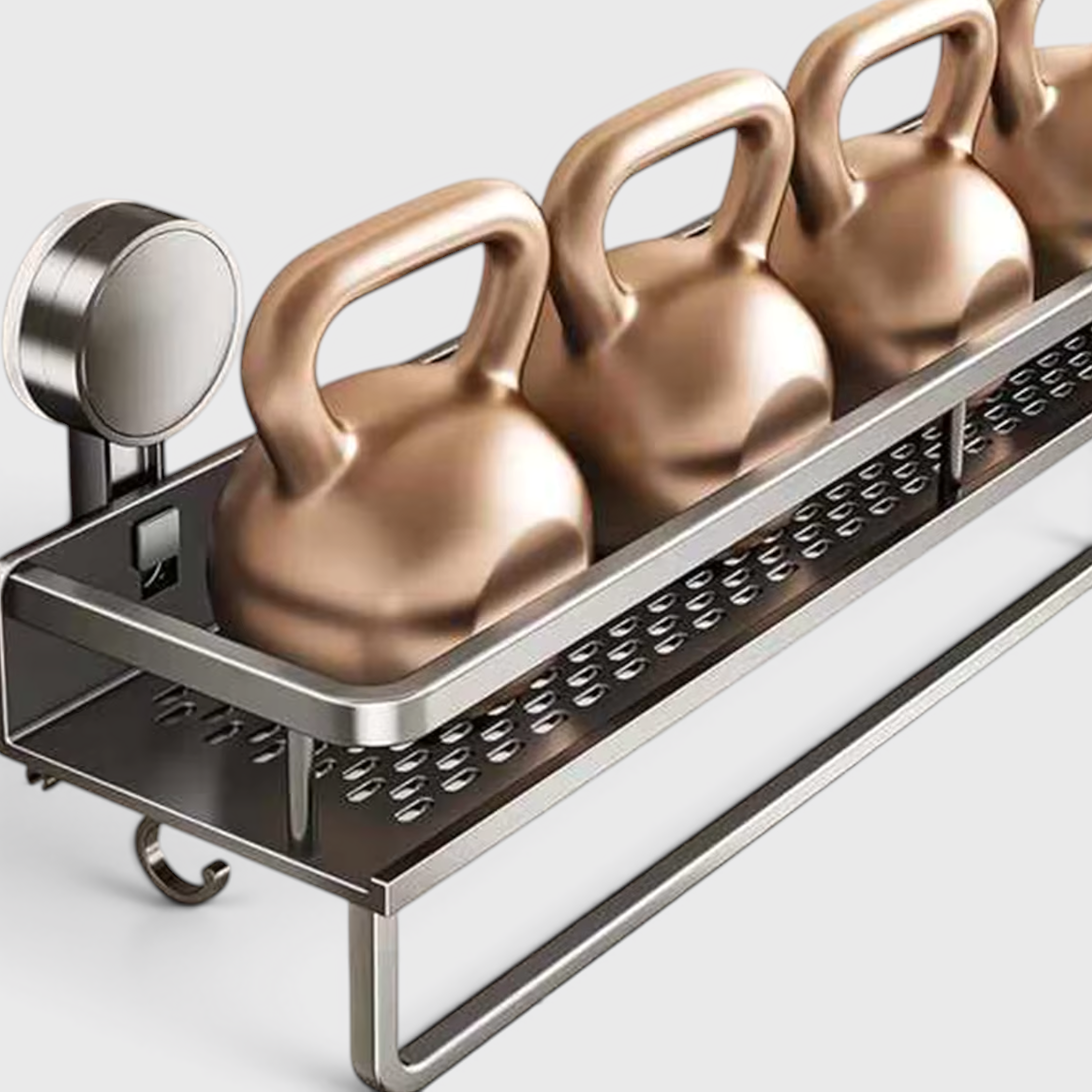 Aluminium Badezimmerregal mit Saugnäpfen - Wandregal mit Haken