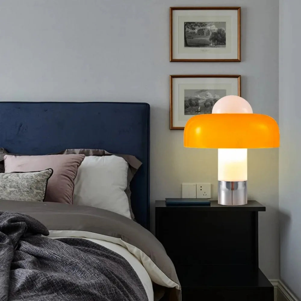 Lucerna - Orange Glas Bauhaus Tischleuchte in Einzigartiger Pilzform für Gemütliche Atmosphäre