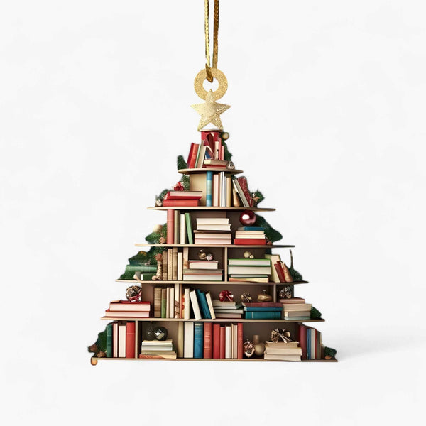 Kreative Weihnachtsdekoration mit Bücherliebhaber Pendellampe in Flach 2D-Acryl – Perfekt für Zuhause und Fenstergestaltung