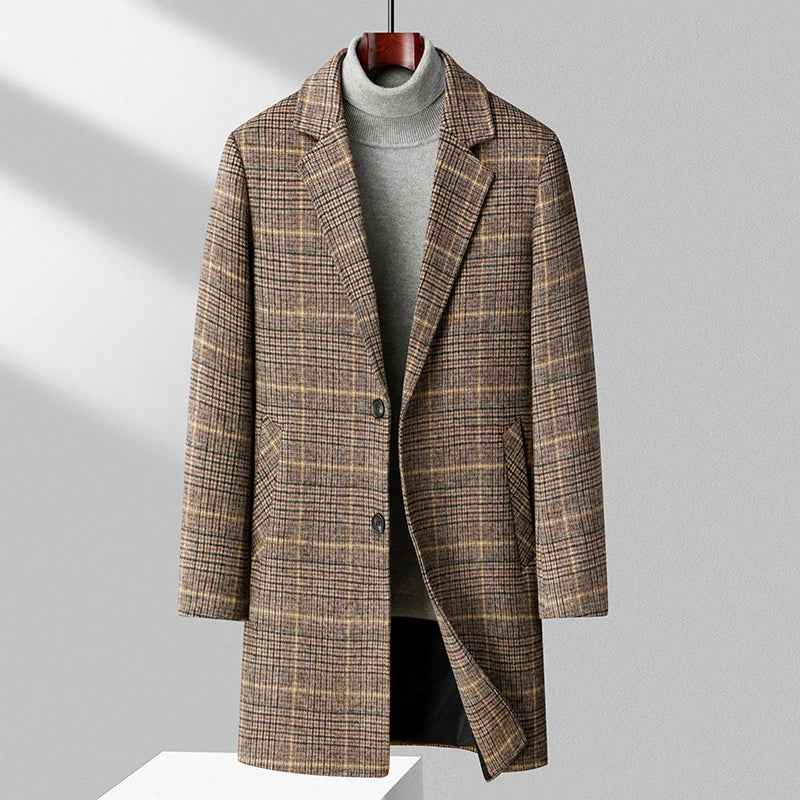 Eleganter Wollmantel mit Karomuster