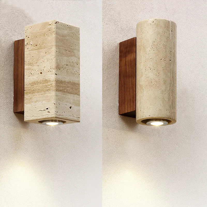 Vionelle - Elegante moderne LED-Wandlampe aus natürlichem Travertin
