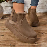 Damen-Indoor-Lederstiefel mit Wildleder- und Fell-Details