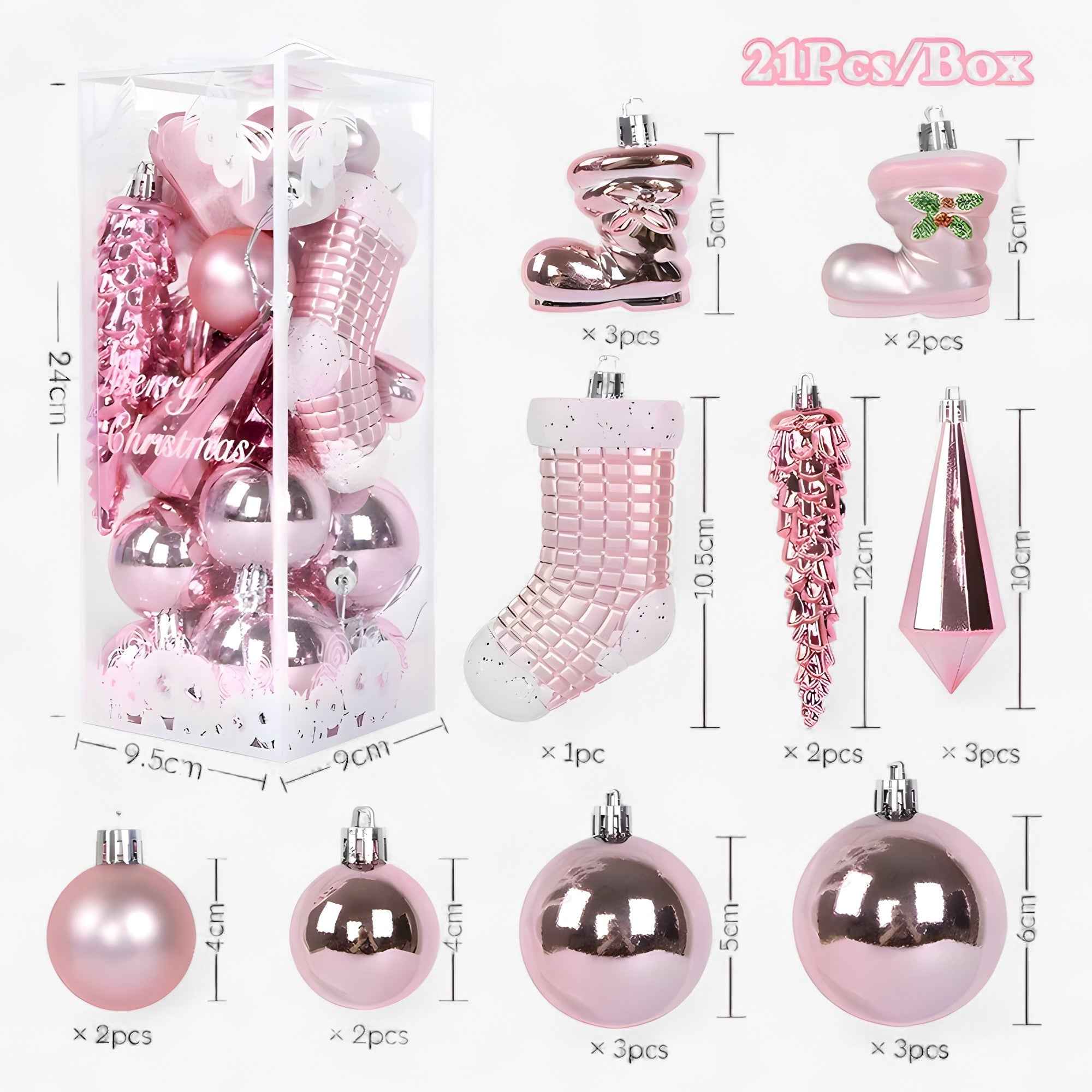 Kristall | 21 Stücke Elegante Weihnachtskugeln-Ohrringe mit Eiszapfen-Hängern für Festliche Dekorationen