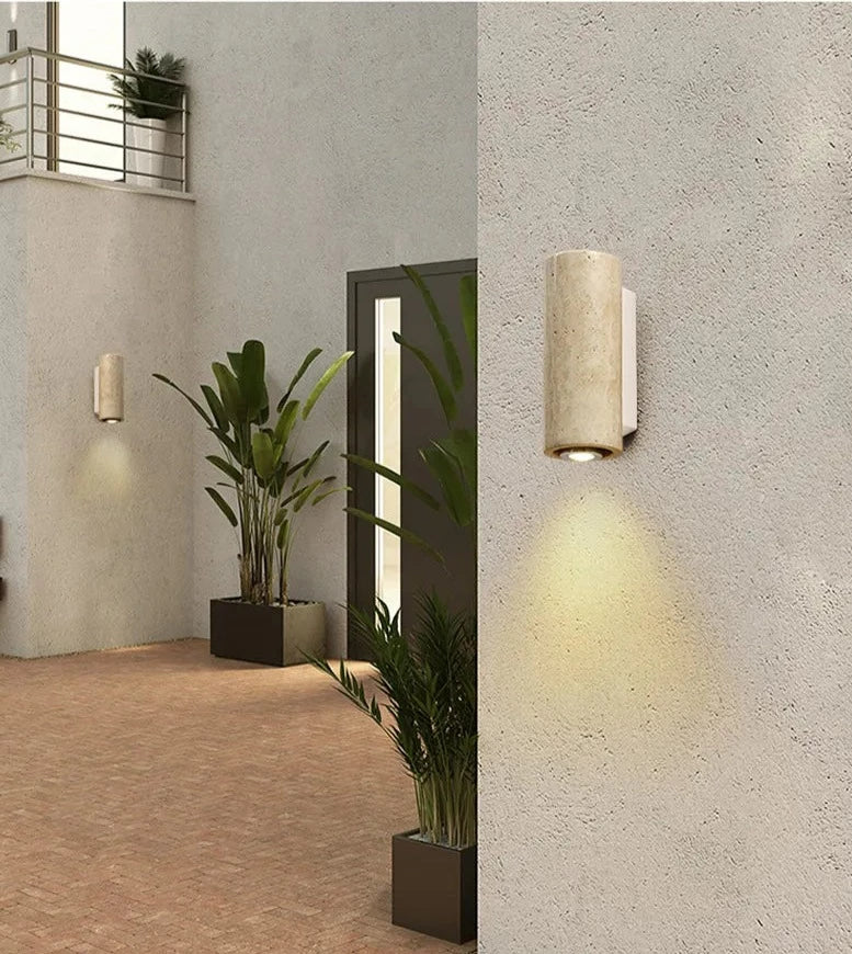 Vionelle - Elegante moderne LED-Wandlampe aus natürlichem Travertin