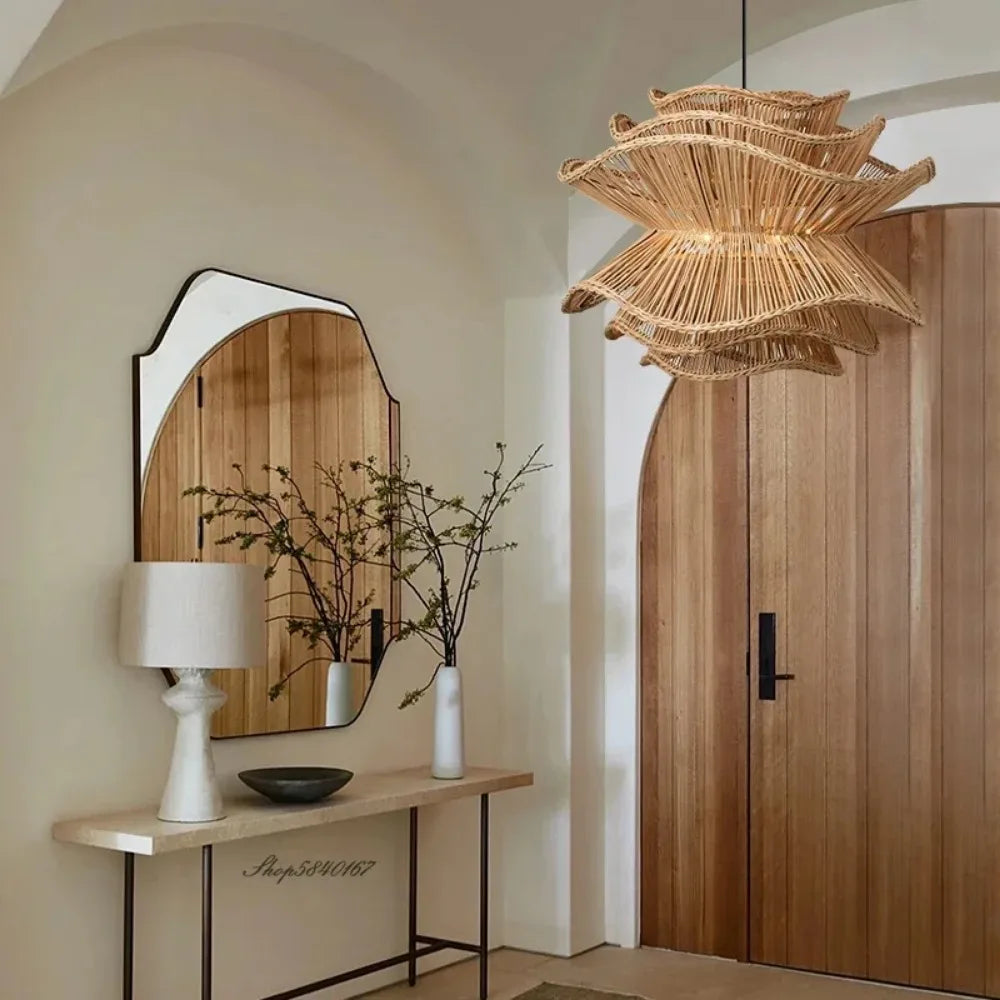 Ignara – Einzigartige Schichtige Rattan-Hängelampe im skandinavischen Designerstil für stilvolle Inneneinrichtung