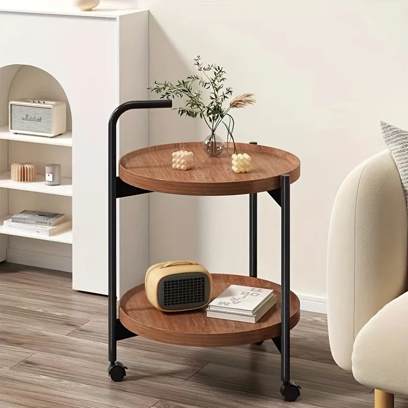 Floravelle - Eleganter Zwei-Schicht-Holztisch mit Praktischen Rollen