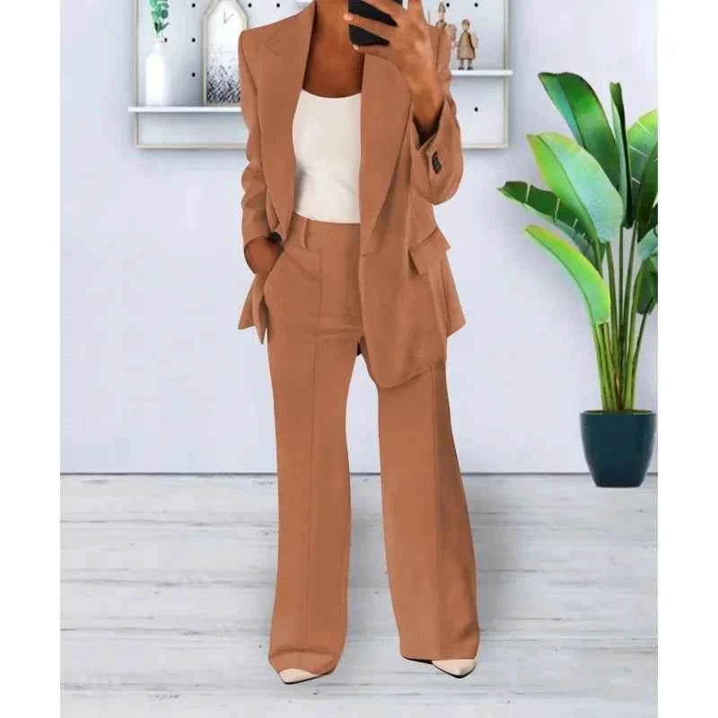 Kayla | Elegantes formelles Anzugset mit langem, maßgeschneidertem Blazer für Damen