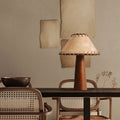 Varm træ-LED-bordlampe i Wabi-Sabi japansk rustik stil