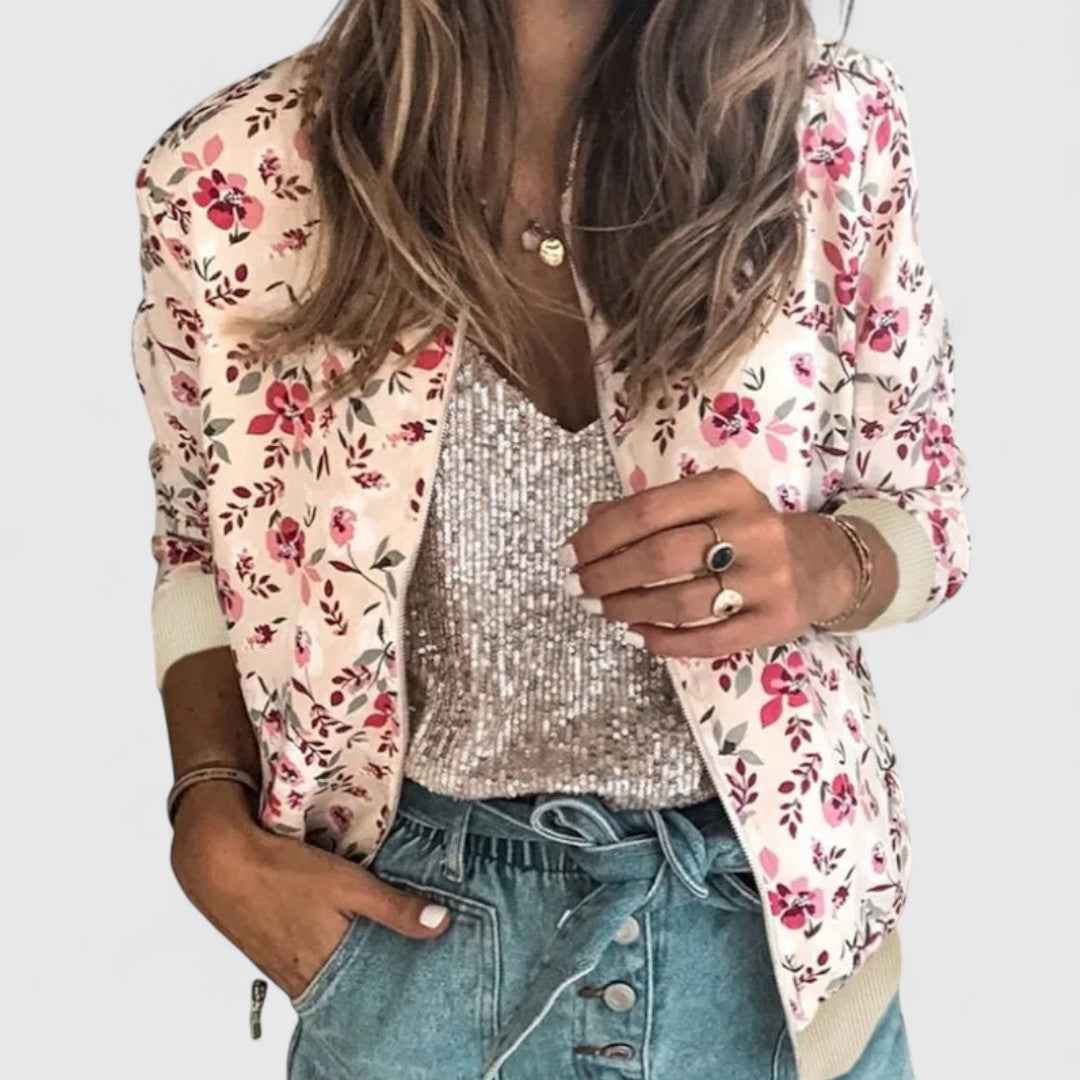 Margot – Schicker Blumen-Bomber-Cardigan für einen stilvollen Look
