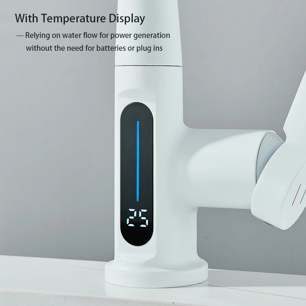 Nytheria - Moderner Wasserfall-Badarmatur mit Digitaler Temperaturanzeige und ausziehbarem Auslauf für ultimativen Komfort