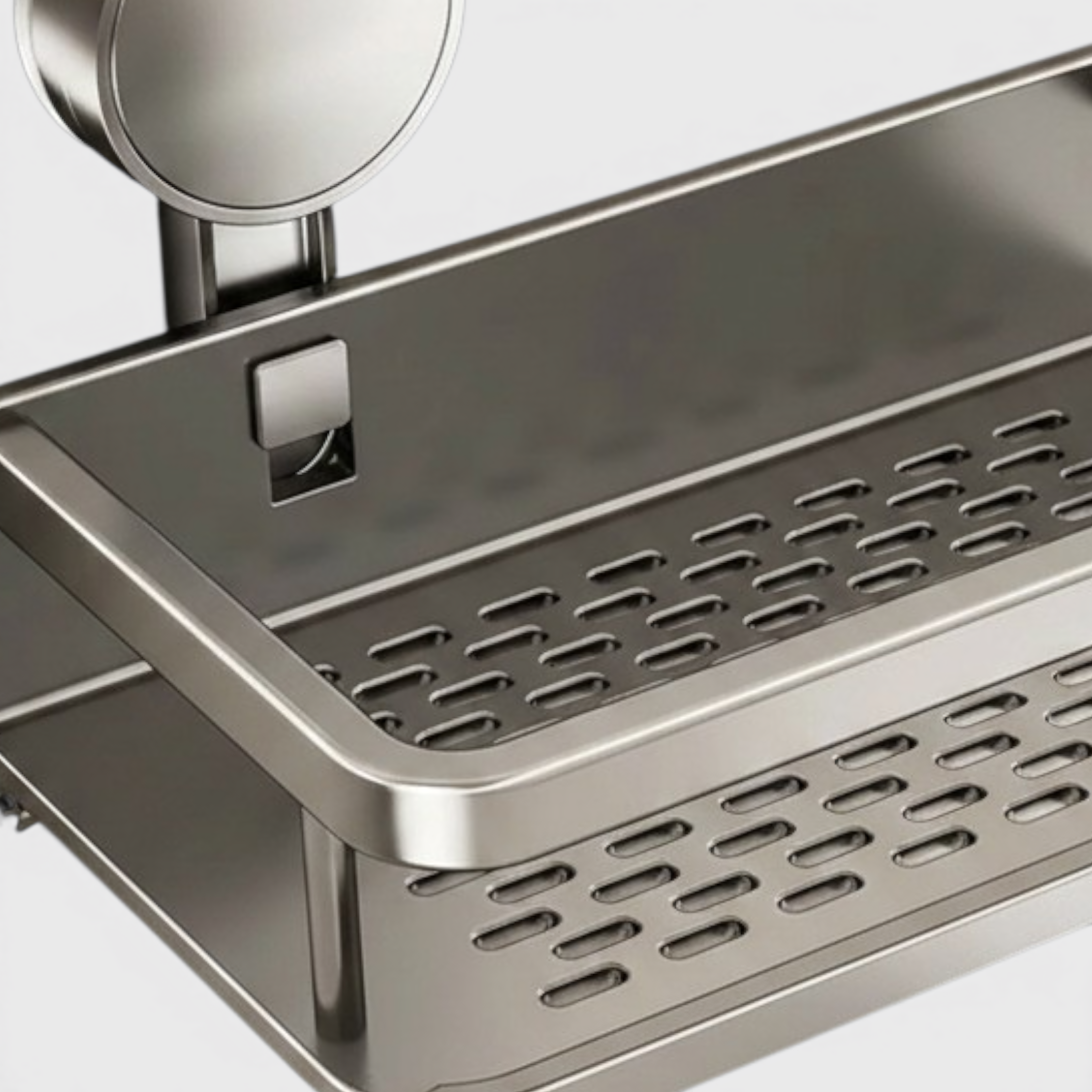 Aluminium Badezimmerregal mit Saugnäpfen - Wandregal mit Haken