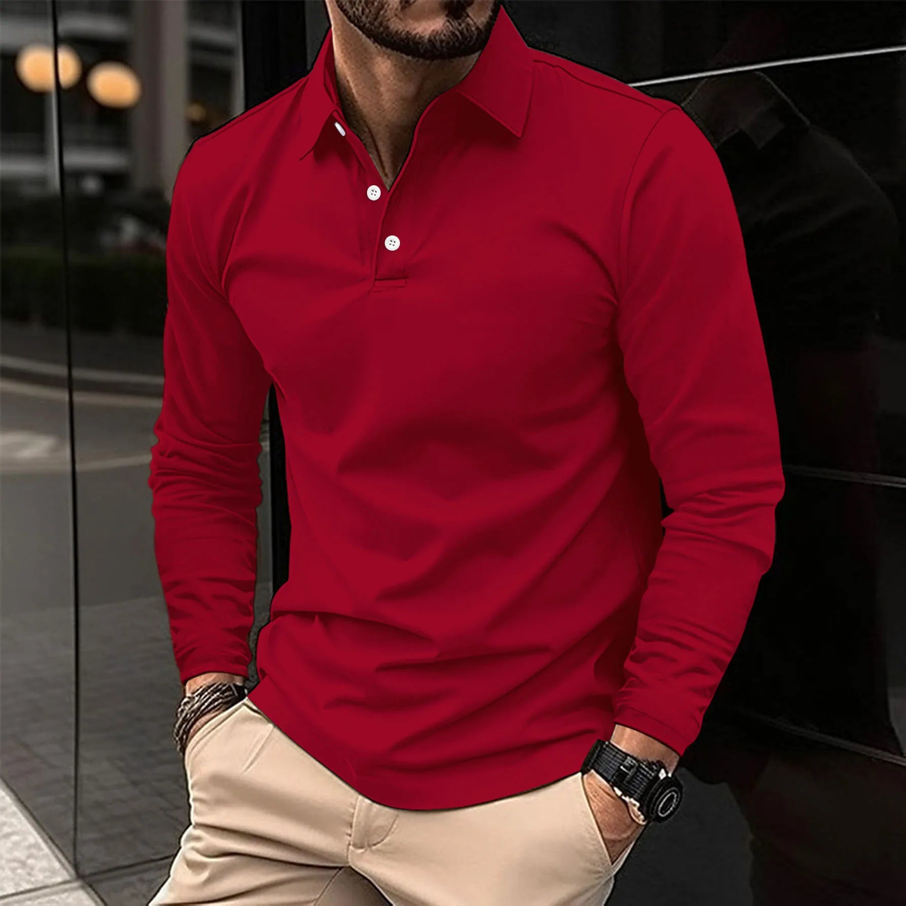 Ethan – Stilvolles casual langärmliges Poloshirt für einen klassischen Look