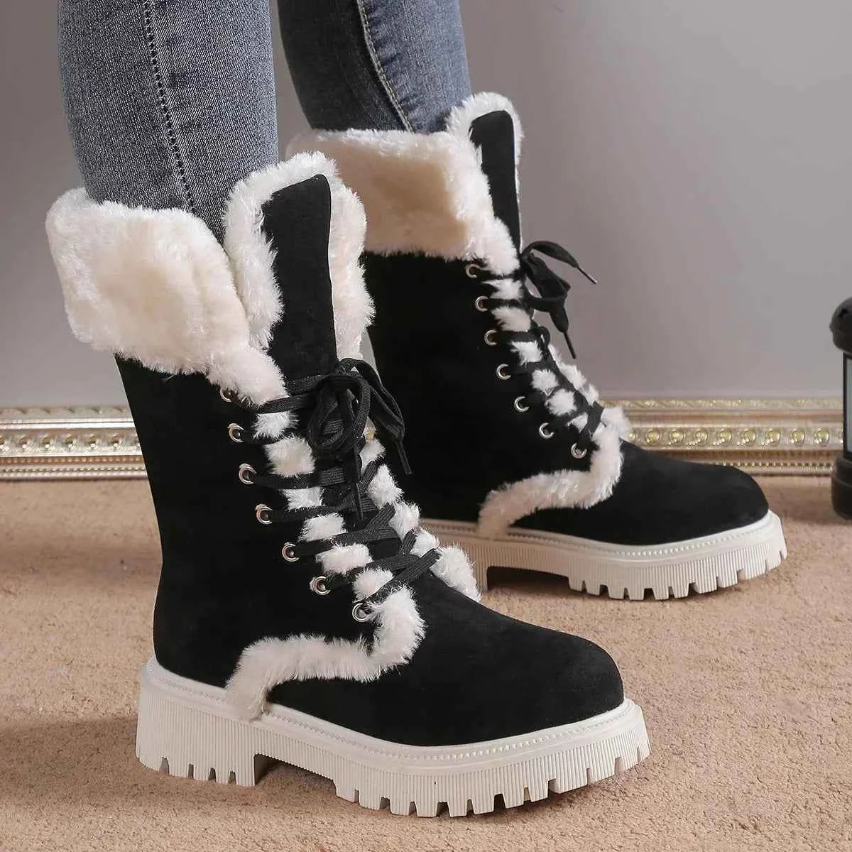Camille Ultra-Warm Gefütterte Fellstiefel mit plüschigem Fell