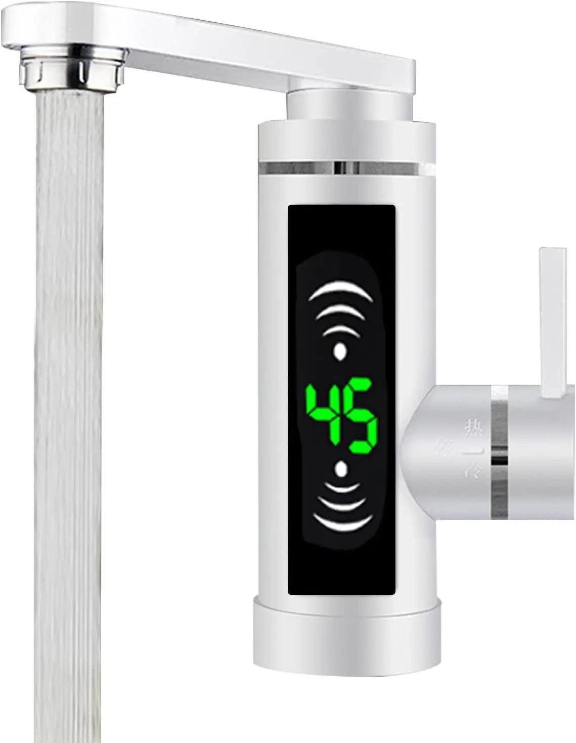 Deluvia Elektrische Rotierende Küchenarmatur mit Durchflusswärmer, LED-Temperaturanzeige und 3 kW Leistung