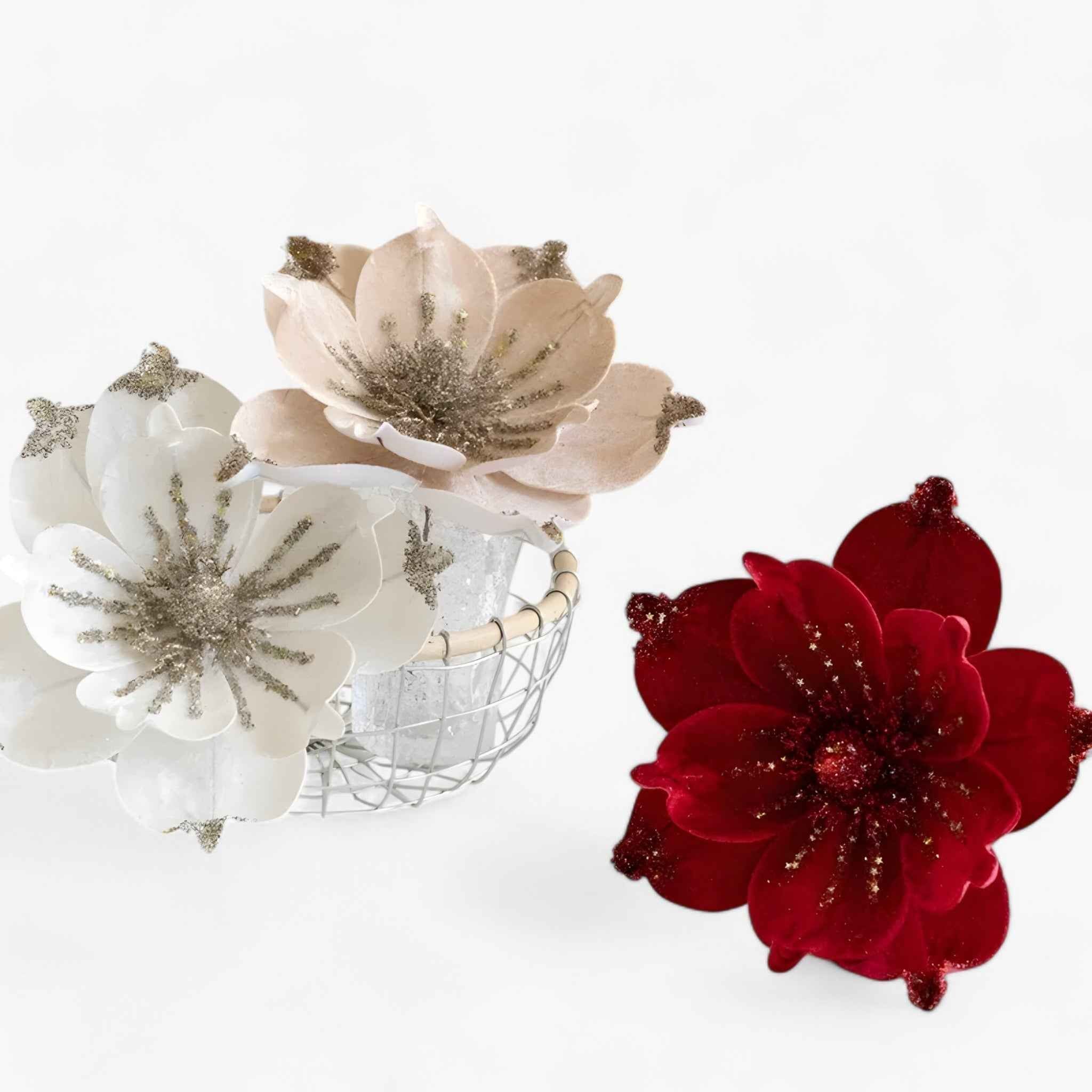 Vakker Funkennde Kunst-Juleblumen – Festliche Ornamente für den Weihnachtsbaum und Neujahrsdekoration