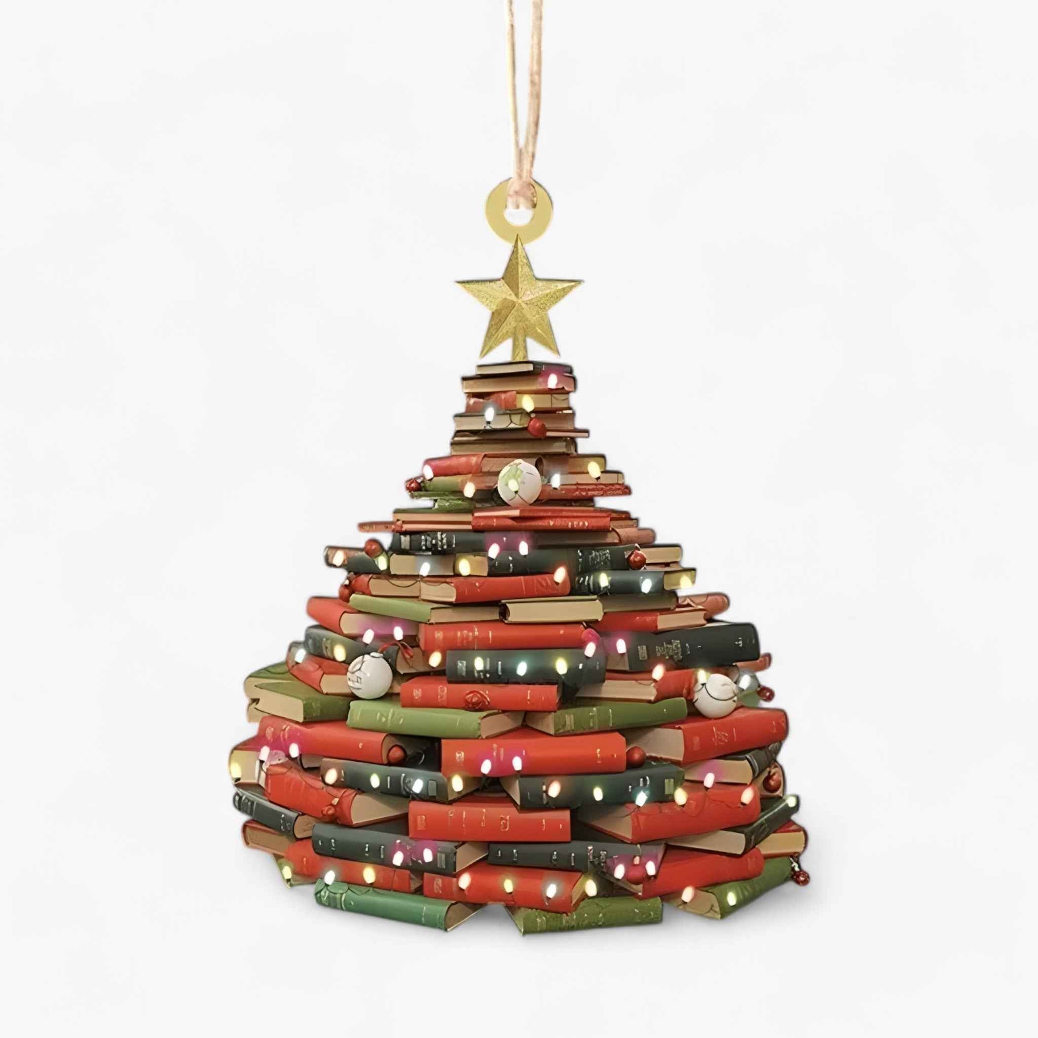 Kreative Weihnachtsdekoration mit Bücherliebhaber Pendellampe in Flach 2D-Acryl – Perfekt für Zuhause und Fenstergestaltung