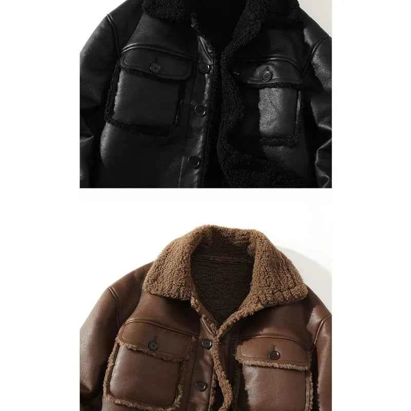 Lederjacke mit weichem Futter aus Pullover für maximalen Komfort