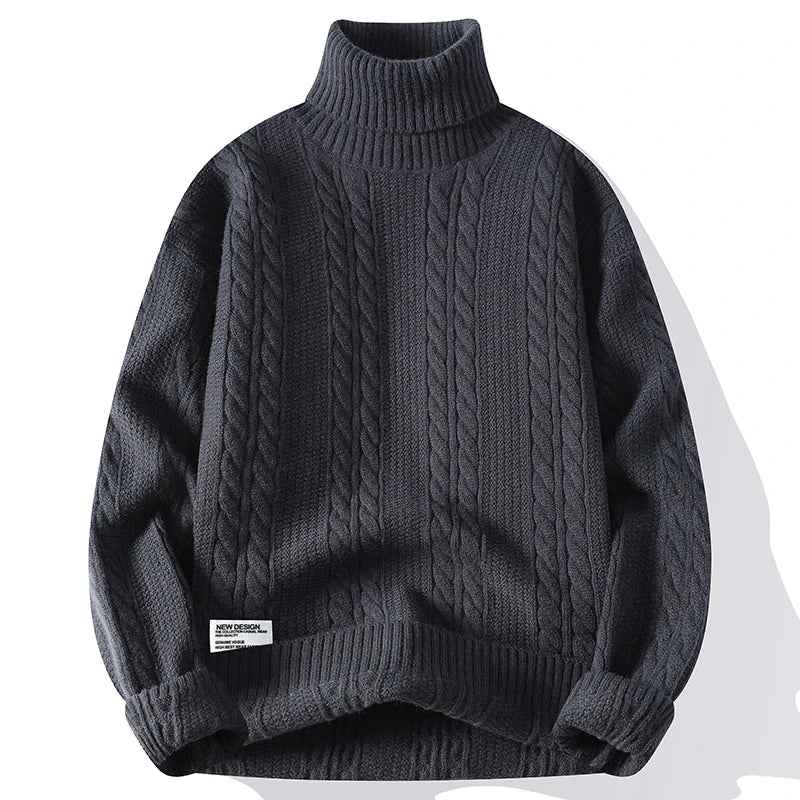 Eleganter Pullover aus gedrehtem Strick mit Rollkragen