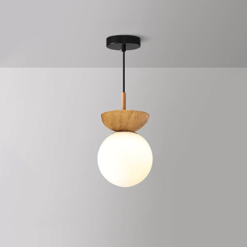 Nordic Orb Deckenlampe - Holzmaserung & Metallakzent