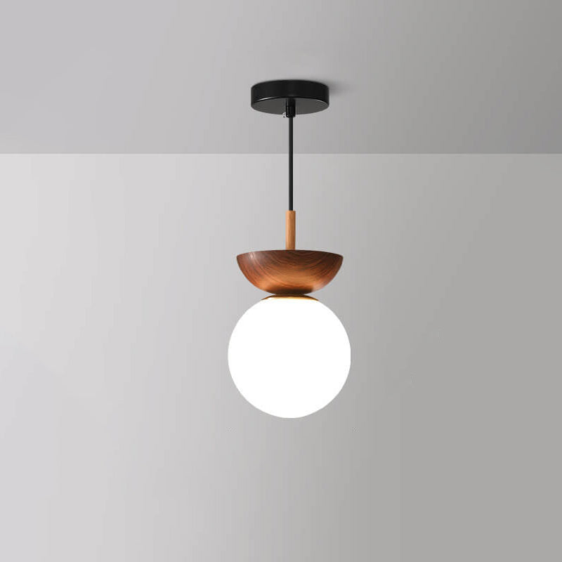 Nordic Orb Deckenlampe - Holzmaserung & Metallakzent